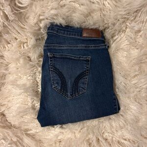 Hollister Women's Dark Blue Low Rise Super Skinny Crop Jeans